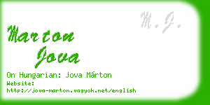 marton jova business card